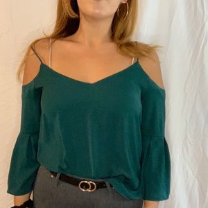 Teal Green Bell-Sleeve Top